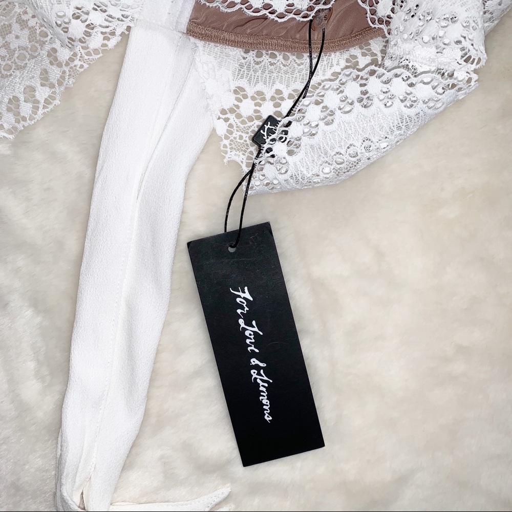For Love & Lemons Rosalita Crop Top White M NWT - Picture 11 of 15